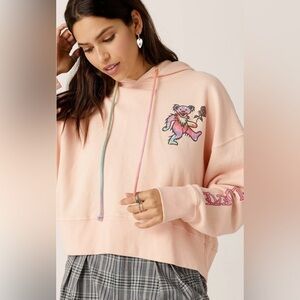 DAYDREAMER Grateful Dead Tie Dye Bear Hoodie Coral Reef Grunge Cozy Rock-n-Roll